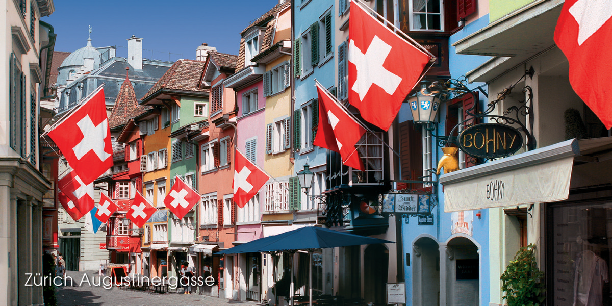 Postkarte · Zuerich · Augustinergasse · Fahnen Gasse