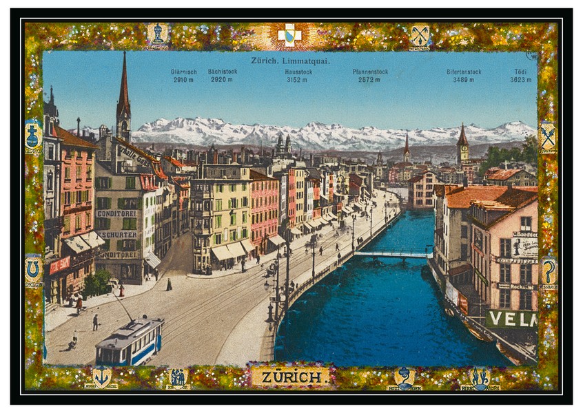 Postkarte · Zuerich · Limmatquai · Stadtansicht Vintage